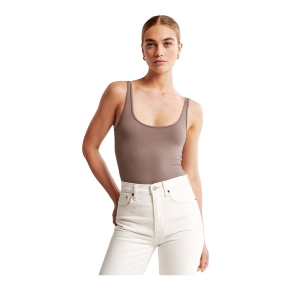 Abercrombie & Fitch Seamless Rib Fabric Tank Bodysuit - Size Large - Picture 1 of 11